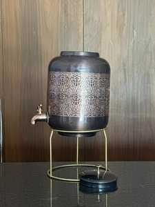Handmade Copper <b>Water</b> <b>Container</b> with Embossing Pattern Traditional Ayurvedic Drinking <b>Water</b> Storage Vessel for Restaurant - Product Image 4