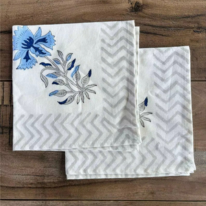 Hand Block Printed Cotton <b>Placemat</b> & Napkin Set Floral Table Linens 100% Cotton Dining Table Met Set Printed <b>Placemats</b> - Product Image 1