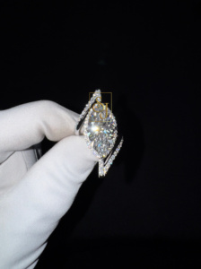 Women's Unique 7CT Marquise Cut 14K Solid White Gold Moissanite solitaire Diamond Engagement Wedding Designer <b>Rings</b> Gift for Her - Product Image 3