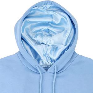 High Quality <b>Men's</b> Satin Lined <b>Hoodie</b> Wholesale Custom Logo French Terry Cotton Blend Sweatshirt Winter Fleece Woven Loose Satin - Product Image 5