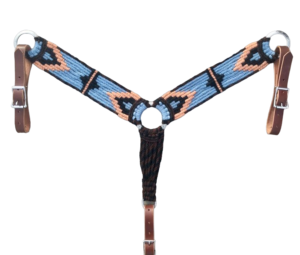 Collier de poitrail pour cheval occidental avec motif Navajo perlé, en cuir et laine, personnalisable, plusieurs tailles, fabriqué en Inde - Product Image 1