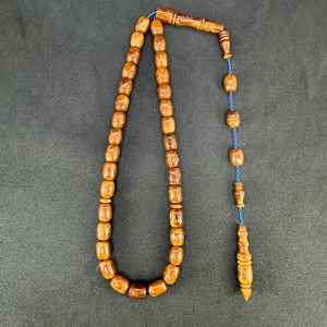 Tasbih de Madera con Diseño Tradicional, Misbaha, Subha, Tebpih, 33 Cuentas de Oración Islámicas Hechas a Mano, con Función para Colgar, para Dhikr - Product Image 3