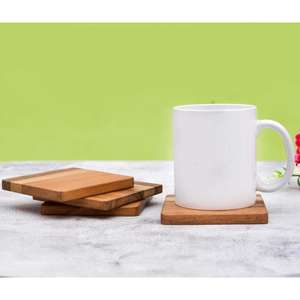 Dual-Tone Square Wooden <b>Coaster</b> Set | Handcrafted Natural Wood <b>Drink</b> Mats | Minimalist Home Decor - Product Image 4