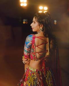 Lehenga Choli Tradicional de Algodón Muselina para Mujer, con Dupatta de Encaje, Estampado Digital, Secado Rápido, Largo hasta el Suelo, para Bodas y Fiestas - Product Image 3
