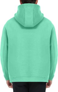 Sweat-shirt à capuche pour homme, couleur unie, en molleton, coupe décontractée, pour l'automne, avec poche verte, en coton tricoté - Product Image 2