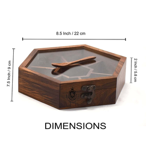 Boîte à fruits secs en bois la plus demandée, avec compartiments séparés et couvercle, design artisanal de qualité supérieure pour le rangement en cuisine - Product Image 5