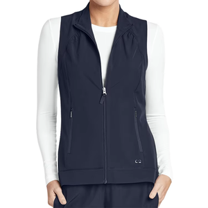 Hauts de blouse d'infirmière personnalisés pour femmes, en tricot élasthanne, uniformes médicaux, gilets avec poches, vêtements de travail hospitaliers OEM, tissu personnalisé - Product Image 5