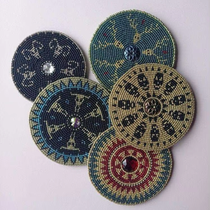 Elegant Eco-Friendly Glass <b>Bead</b> <b>Coasters</b> Heat Resistant for Cocktail Parties Modern Home Accent - Product Image 3