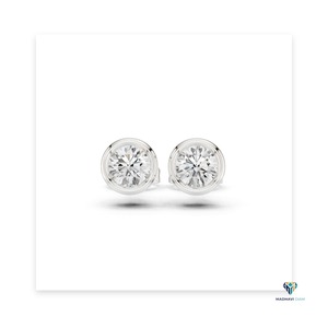 2.50 TCW White <b>Gold</b> Round Lab Grown Diamond Bezel Jewelry Set in 14K <b>Solid</b> <b>Gold</b> - <b>Pendant</b> and Earrings - Product Image 5