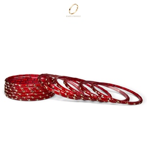 Bracelets en verre rouge traditionnels du Cachemire, taille émeraude, forme goutte de pluie, bijoux cachemiriens, vente en gros de bracelets en verre pour femmes - Product Image 4