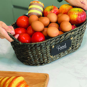 Cesta de fruta decorativa vacía de mimbre de paja de fruta de almacenamiento tejido pequeño redondo natural - Product Image 5