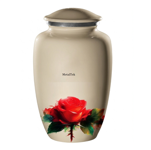New Handcrafted Aluminum Cremation Urn 200cu Rose Memorial Urns for Ashes <b>Thread</b> <b>Lock</b> Adult Funeral Decorative Urns Metal Jars - Product Image 1