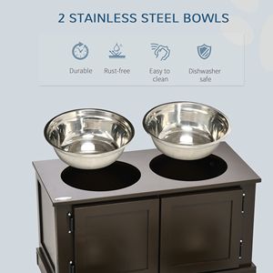 Ciotole Rialzate per Cani di Taglia Grande con Contenitore, Due Ciotole in Acciaio Inossidabile, Ispirate al Caffè - Product Image 5