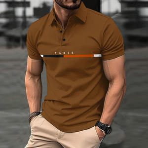เสื้อเชิ้ตพิมพ์ลายปารีสสั่งทำขายส่งพร้อมโลโก้แบบกำหนดเอง แขนสั้น เสื้อผู้ชายระบายอากาศได้ดี ผ้าถักแบบเป็นทางการ - Product Image 5