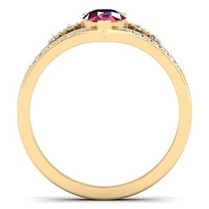 แหวนหมั้นเพชรรูปทรงลูกแพร์ REYES ประดับทับทิม 0.75 กะรัต ทองคำแท้ 14K 18K พร้อมใบรับรอง GRA ประดับด้วยมอสซาไนต์ สำหรับผู้หญิง - Product Image 4