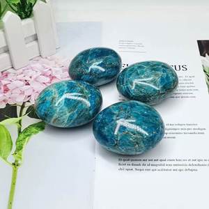 Pierres de palmier en apatite naturelle, polies et lisses, en cristal bleu, pour cadeau, décoration, collection et artisanat - Product Image 2