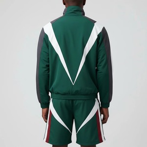 Chaqueta Deportiva para Hombre con Ribete en Contraste Verde y Rayas Blancas, Manga Larga, Cuello Alto, Cierre de Cremallera, Transpirable, Corte Regular - Product Image 4