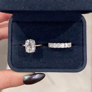 925 Moissanite Sterling Silver Cushion Cut Engagement <b>Ring</b> 3.0 Carat 4 Prong White Gold Plated D Color VVS Clarity - Product Image 2