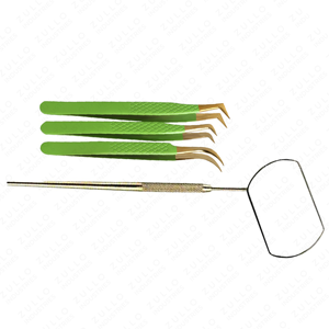 High Quality Green Mirror Polish Stainless Steel Eyelash Extension Tweezers Pointed Tip Volume Lash Beauty <b>Precision</b> <b>Tool</b> - Product Image 6