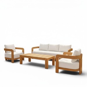 Modernos Conjuntos de Sofás de Jardín Impermeables para Exteriores, Asientos de Restaurante, Muebles de Patio de Madera de Teca Sostenible para Almacenes y Hoteles - Product Image 2