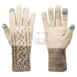 Achat en gros de gants d'hiver décontractés à double couleur en tricot torsadé pour femmes, compatibles avec les écrans tactiles - Product Image 1