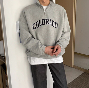 เสื้อสเวตเชิ้ตแบบซิป ¼ ตัว สีเทา ยูนิเซ็กซ์ ทรงปกติ คอกลม ผ้าสแปนเด็กซ์/โพลีเอสเตอร์ ขนฟลีซ สวมใส่สบายๆ สำหรับฤดูใบไม้ร่วง ผ้าเรียบ ซับในอย่างดี เป็นมิตรกับสิ่งแวดล้อม แห้งเร็ว - Product Image 1