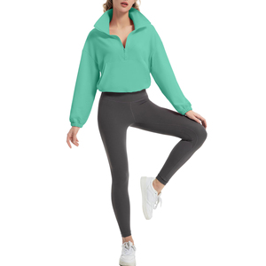 Sudadera Premium de Forro Polar con Cremallera de un Cuarto para Mujer, Estilo Casual Urbano, Hombros Caídos, Transpirable, Ecológica, con Capucha - Product Image 5