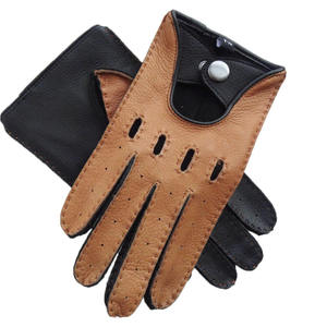 Gants de moto en cuir de vachette imprimé de qualité supérieure, coupe-vent, style rétro, protection pour la course, manches courtes - Product Image 4