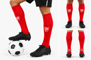 Chaussettes de football pour hommes Dumela, rouges, en spandex/nylon, tricotées, imprimées par transfert thermique, respirantes, à séchage rapide, antidérapantes - Product Image 4