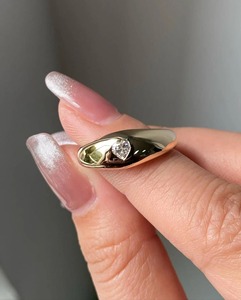 Anillo Vintage con Diamante Cultivado en Laboratorio con Corte Corazón Gitano, Banda de Oro Sólido de 14K con Engaste de Bisel, Anillo Antiguo de Una Sola Piedra, Anillo de Promesa y Boda - Product Image 4
