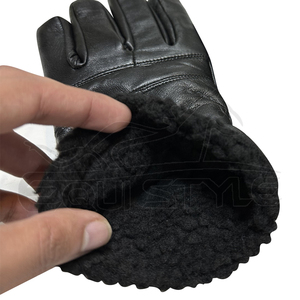 Gants d'hiver en cuir doublés de fourrure, chaleur et confort pour l'extérieur, style uni, logo personnalisé en relief, unisexe, mode, gants pour temps froid - Product Image 2
