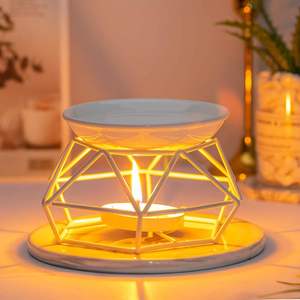 Lavie Creations LC-1304 Metal <b>Wax</b> <b>Melt</b> Burner Ceramic Bowl Geometric Tealight Candle Holder Aromatherapy Essential Organic - Product Image 5