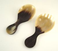 Ensemble de couverts de style européen en corne naturelle sculptée à la main de qualité supérieure, cuillère de service, cuillère à riz, cuillère à salade