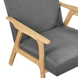 Poltrona Moderna Contemporanea in Tessuto Grigio Scuro, Struttura in Legno di Gomma Naturale, Arredamento Moderno per Soggiorno - Product Image 4