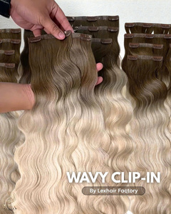 Extensions de cheveux vietnamiens Lexhair en vrac, super double drawn, vierges Remy, ondulées, à clipser - Product Image 1