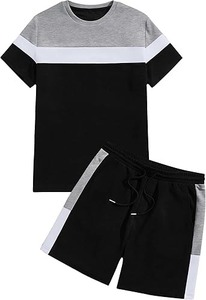 Ensembles courts pour hommes, deux pièces, décontractés d'été, t-shirts à manches courtes et shorts, ensembles à prix de gros - Product Image 5