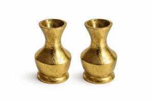 แจกันดอกไม้ขนาดเล็กอะลูมิเนียมสีทอง ชุด 2 ใบ แจกันโลหะตกแต่งสำหรับวางบนโต๊ะ ชั้นวางของ และตกแต่งบ้าน - Product Image 4