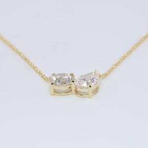 Collar con Colgante de Dos Piedras de Diamante Cultivado en Laboratorio con Corte de Pera, Oro Amarillo, Colgante Toi Et Moi, Joyería Fina Personalizada para Mujer, TULSIYA - Product Image 2