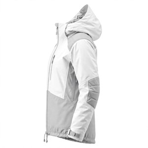 Veste de ski imperméable à capuche pour homme, couleur blanc-gris, fermeture éclair, style sportif, vêtements d'extérieur d'hiver, polyester - Product Image 3