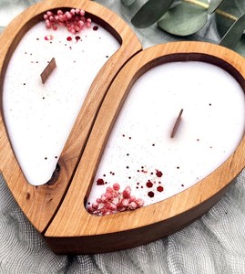 Elegante Tazón Hecho a Mano con Base de Madera, Decoración de Mesa en Forma de Corazón para el Hogar, Bodas, Regalos Festivos, Uso en Aromaterapia - Product Image 1