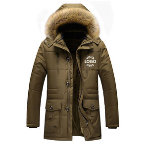 Global Industry <b>Men</b> <b>Long</b> Hooded Puffer Jacket Olive Green Fur Trim Windproof Casual Winter <b>Coat</b> Thick Polyester Wadding Plus - Product Image 1