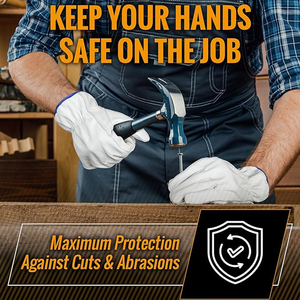Flexible Design High-Performance Blue Trim Detail For Enhanced Visibility & Style All-Purpose White Grain Cowhide Driver <b>Gloves</b> - Product Image 4
