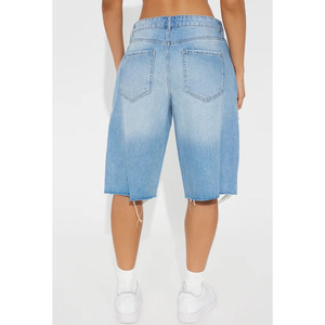 Custom OEM&ODM Straight Washed <b>High</b> Quality Baggy Baggy <b>High</b> <b>Waist</b> Cargo Women's Denim <b>Shorts</b> Casual Style - Product Image 3