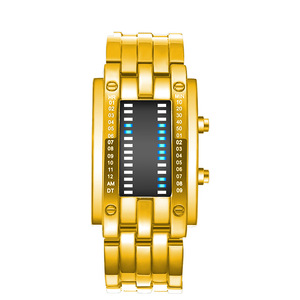 Reloj Electrónico LED Luminoso Binario Azul de Acero Inoxidable para Hombre, Modelo 7056, Reloj LED de Moda para Mujer - Product Image 6