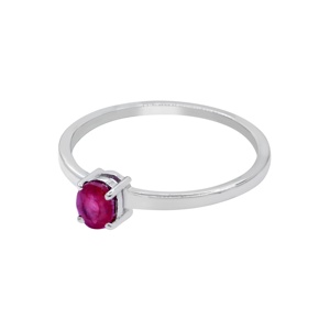 Bague solitaire en argent sterling 925 massif avec rubis naturel ovale serti à griffes, bijoux fins, Memoria Jewels - Product Image 2