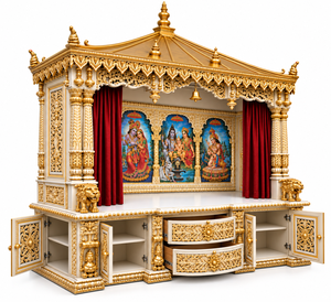 Mandir de prière hindou en bois massif sculpté à la main, style palais Maharaja, artisanat népalais, pour la maison, unité de prière en bois massif, Royaume-Uni - Product Image 4