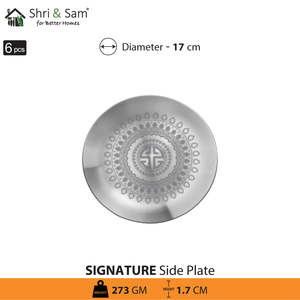 6 PCS <b>Side</b> <b>Plate</b> Stainless Steel with Laser Signature Matt Finish-Dishes & <b>Plates</b> - Product Image 1