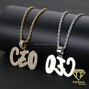Collier pendentif personnalisé élégant avec nom, en or, diamant de laboratoire, bijoux personnalisés avec initiales, chaîne de mode hip-hop pour hommes - Product Image 5