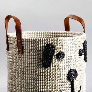 Cesta de Almacenamiento de Hierba Marina Hecha a Mano en Vietnam para Juguetes, Mantas, Ropa, con Asas de Cuero, Linda Cesta para Guardar Cosas - Product Image 3