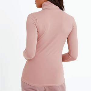 Camiseta de Manga Larga con Cuello Alto para Mujer, Informal, de Verano, Lisa, 100% Algodón Orgánico, con Logotipo, Transpirable, Ecológica, de Secado Rápido - Product Image 2